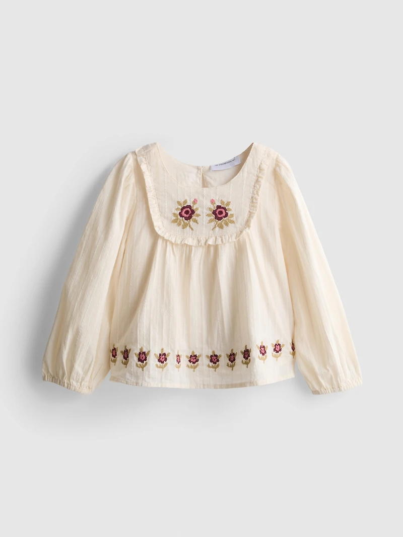 1-12yrs | The Edit Pure Cotton Floral Embroidered Blouse