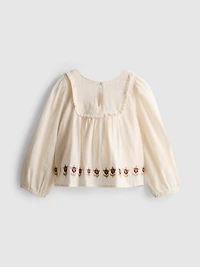 1-12yrs | The Edit Pure Cotton Floral Embroidered Blouse