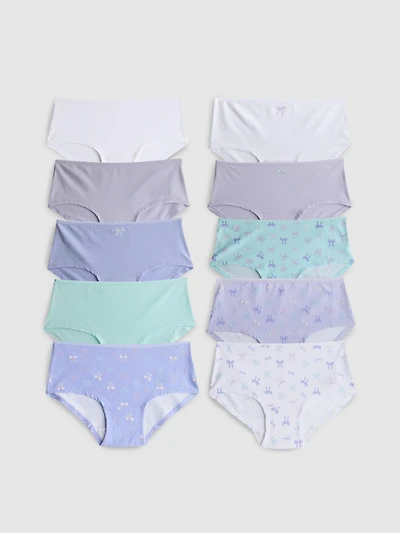 1.5-15yrs | 10pk Cotton Rich Bow Graphic Hipster Briefs