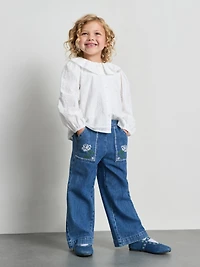 1-12yrs | The Edit Pure Cotton Floral Embroidered Jeans