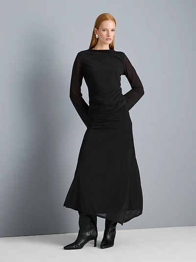 Mesh Jersey Bell-Sleeve Top