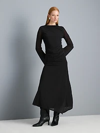 Mesh Jersey Bell-Sleeve Top