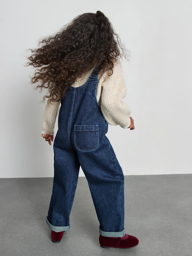 1-9yrs | The Edit Pure Cotton Barrel Leg Denim Overalls