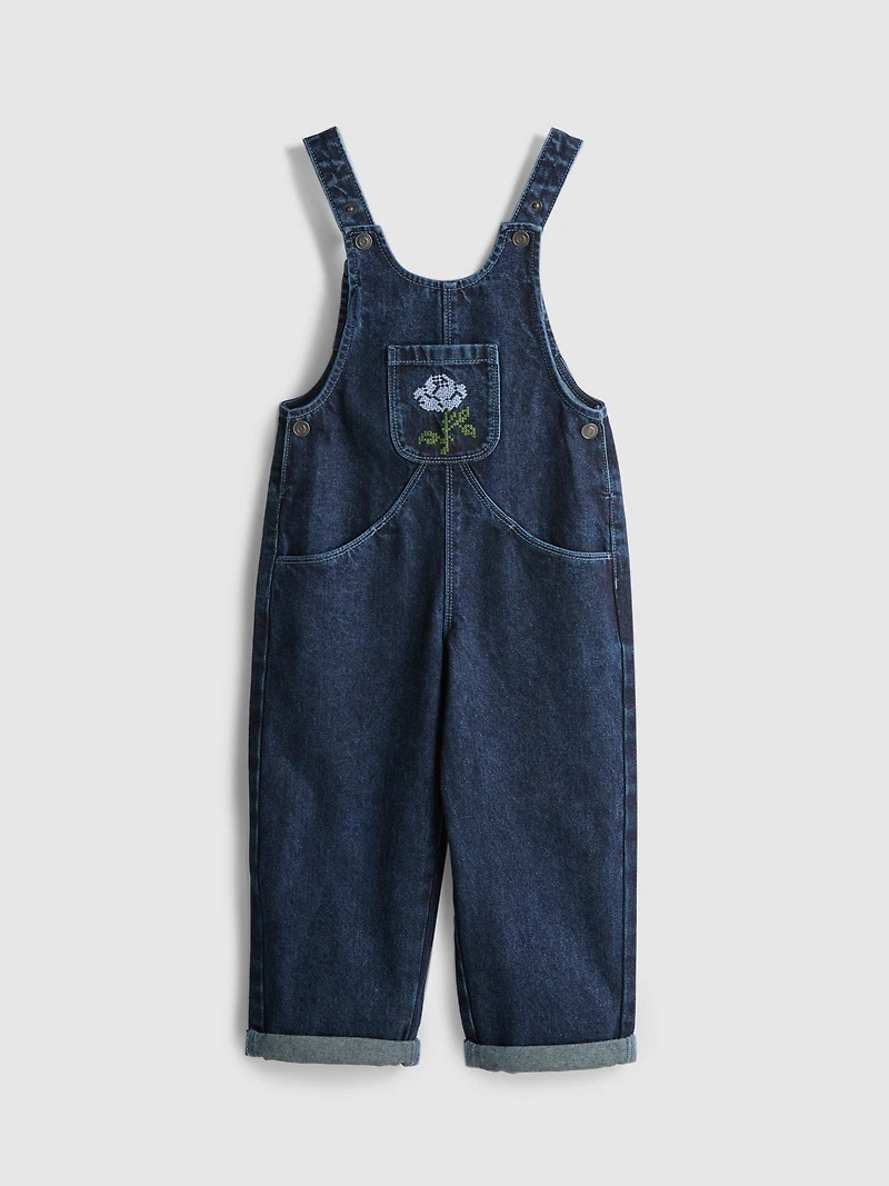 1-9yrs | The Edit Pure Cotton Barrel Leg Denim Overalls