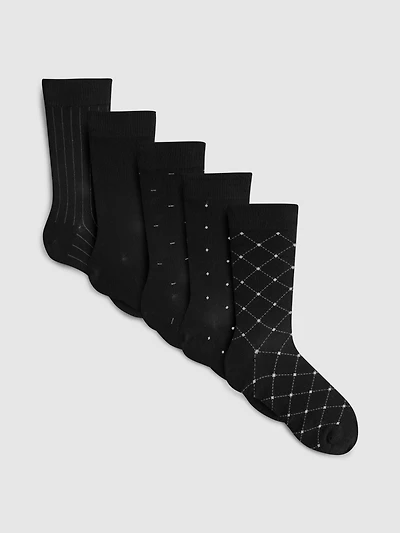 5pk Cotton Rich Patterned Socks