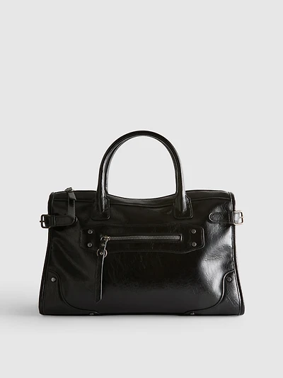 Buckle Detail Top Handle Bag