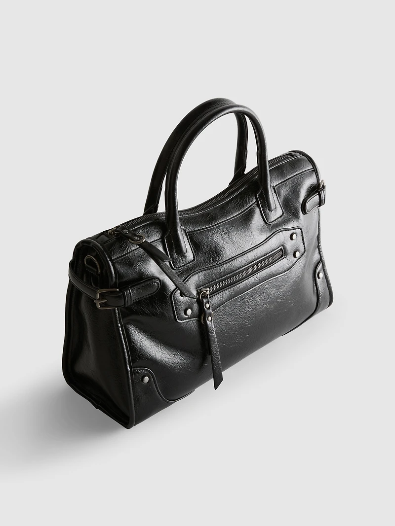 Buckle Detail Top Handle Bag
