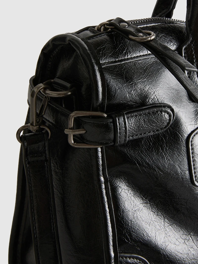 Buckle Detail Top Handle Bag
