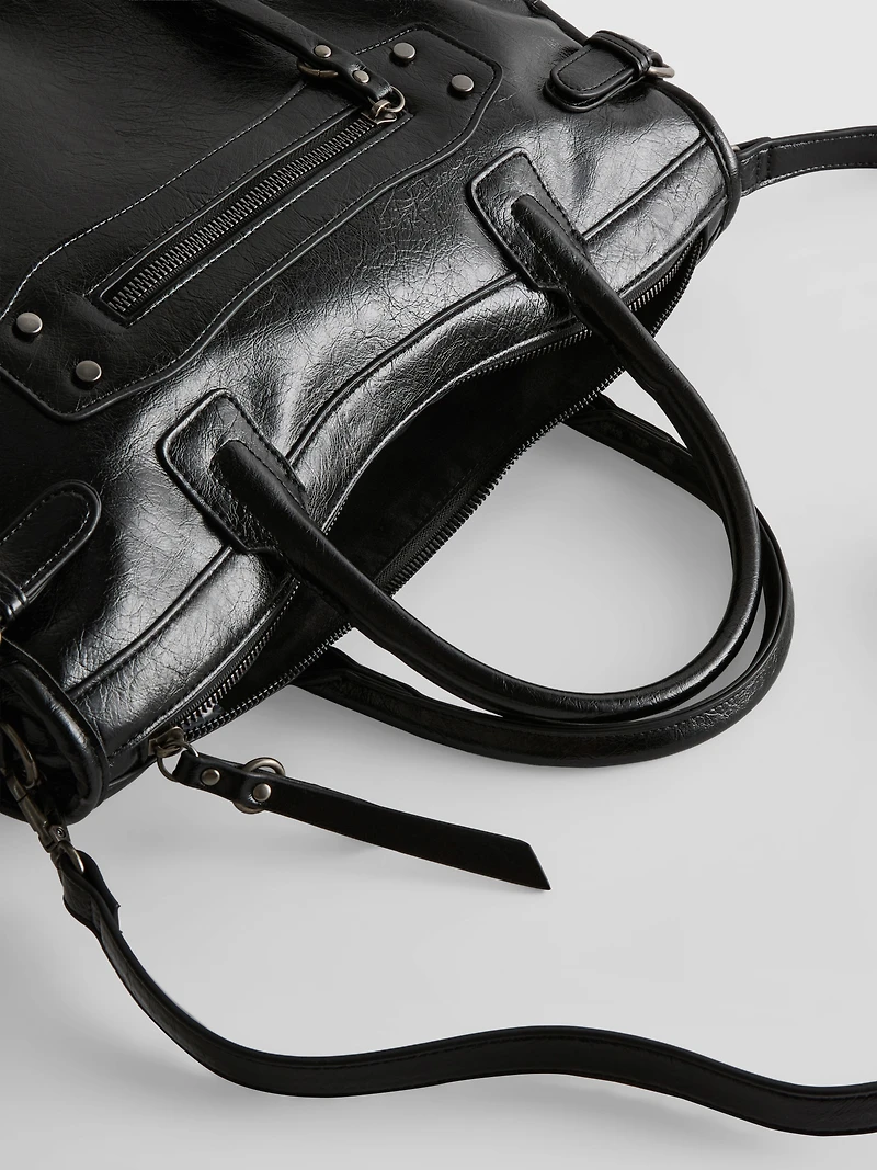 Buckle Detail Top Handle Bag