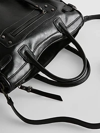 Buckle Detail Top Handle Bag