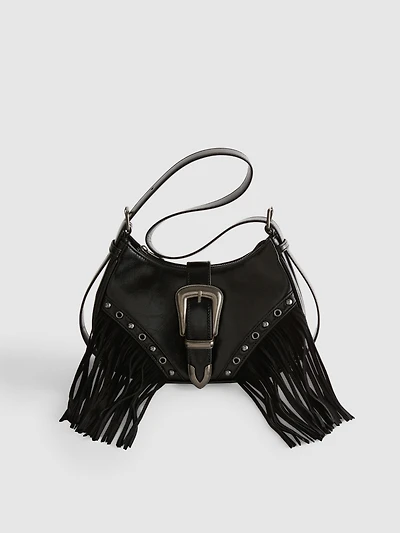 Fringed Buckle Shoulder Bag