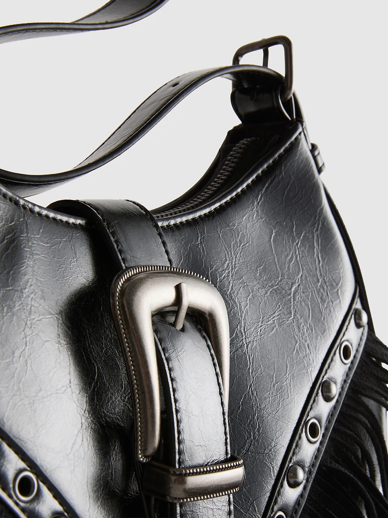 Fringed Buckle Shoulder Bag