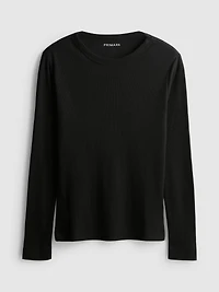 Cotton-Blend Ribbed Long-Sleeve Top