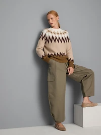 Cotton Blend Barrel Leg Cargo Pants