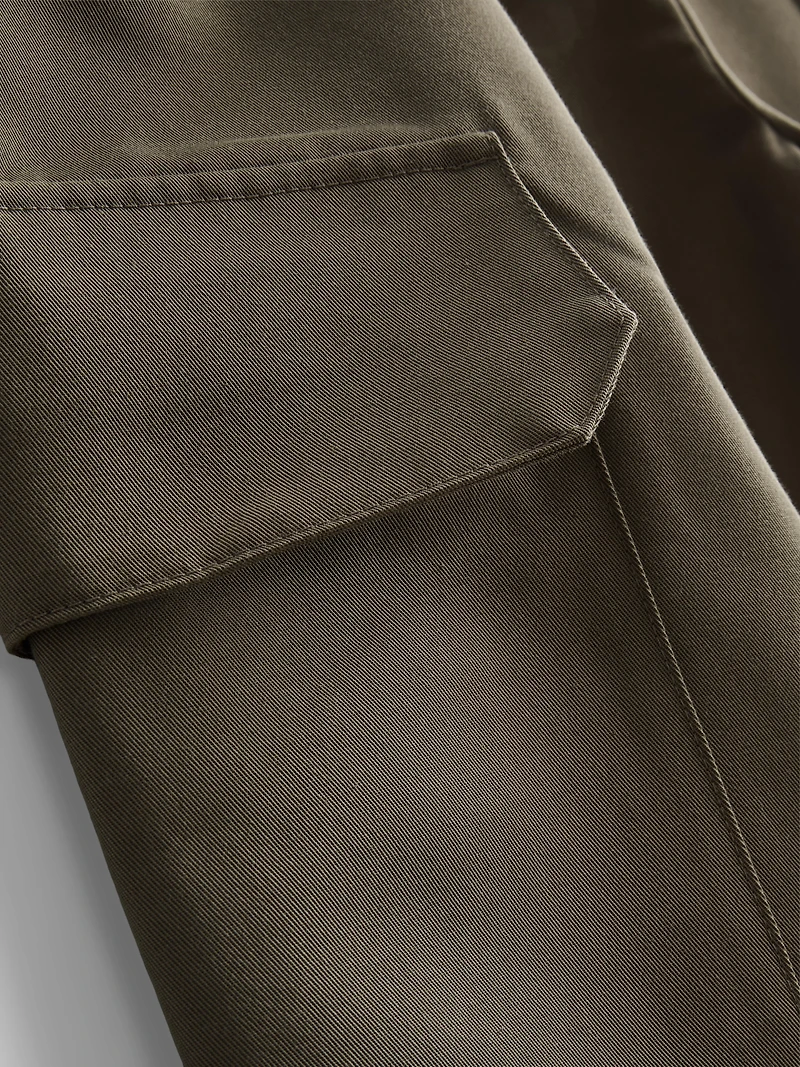 Cotton Blend Barrel Leg Cargo Pants