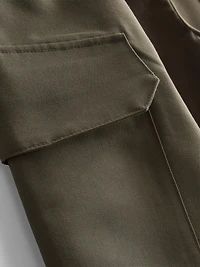 Cotton Blend Barrel Leg Cargo Pants