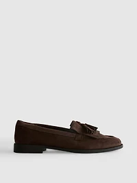 Faux Suede Fringe Loafers