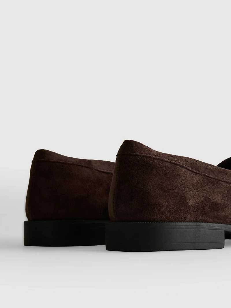Faux Suede Fringe Loafers