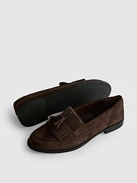 Faux Suede Fringe Loafers