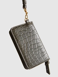 Croc Effect Wristlet Card Holder
