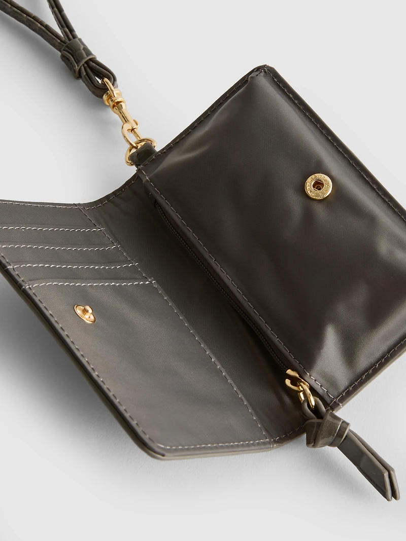 Croc Effect Wristlet Card Holder