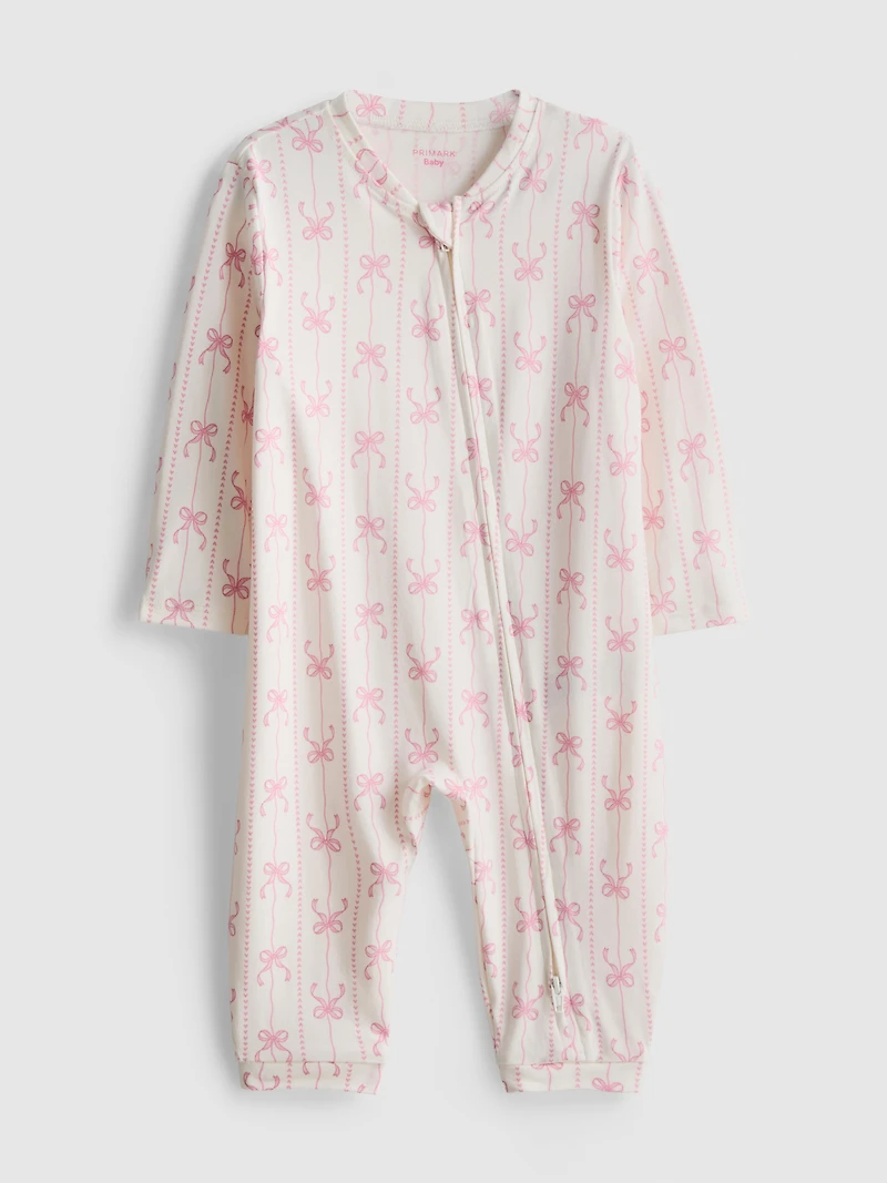 0-24mths | Bow Print Zip-Up Sleeper