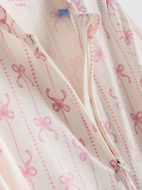 0-24mths | Bow Print Zip-Up Sleeper
