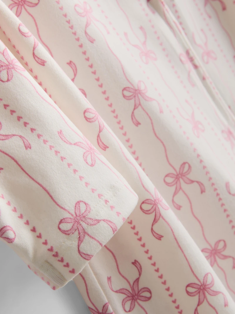 0-24mths | Bow Print Zip-Up Sleeper