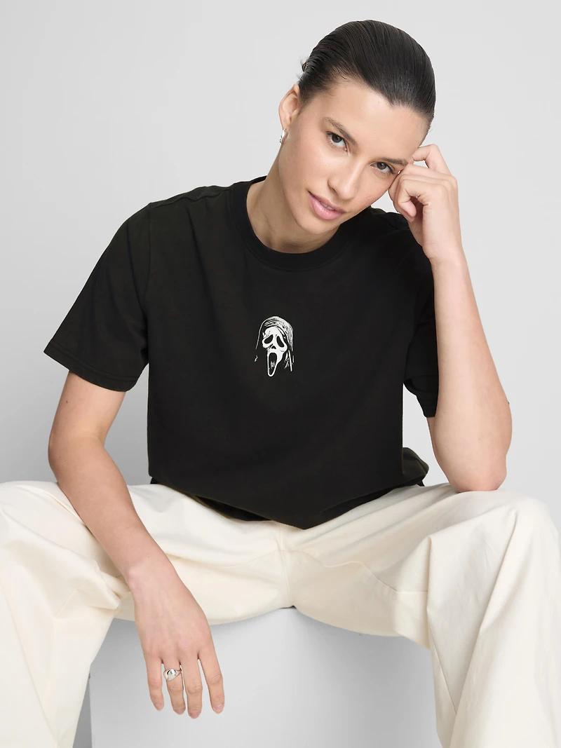 Ghost Face Cotton Graphic Oversized Tee