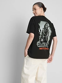 Ghost Face Cotton Graphic Oversized Tee