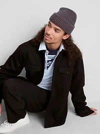 Button-Down Twill Overshirt With Chest Pockets