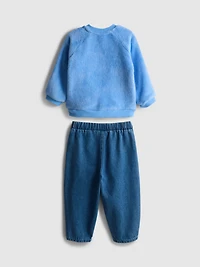 0-18mths | Sesame Street Cookie Monster Sweatshirt and Jeans Newborn Set