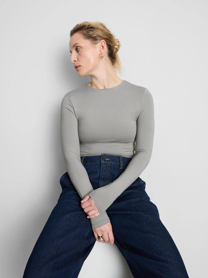 Second Skin Long-Sleeve Crewneck Top