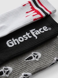 3pk Ghost Face Ribbed Socks
