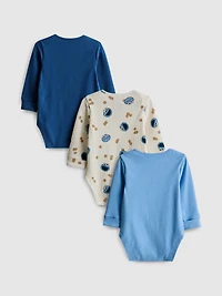 0-18mths | 3pk Sesame Street Cookie Monster Newborn Bodysuits