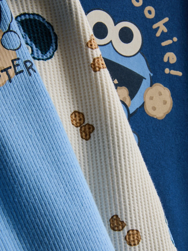 0-18mths | 3pk Sesame Street Cookie Monster Newborn Bodysuits