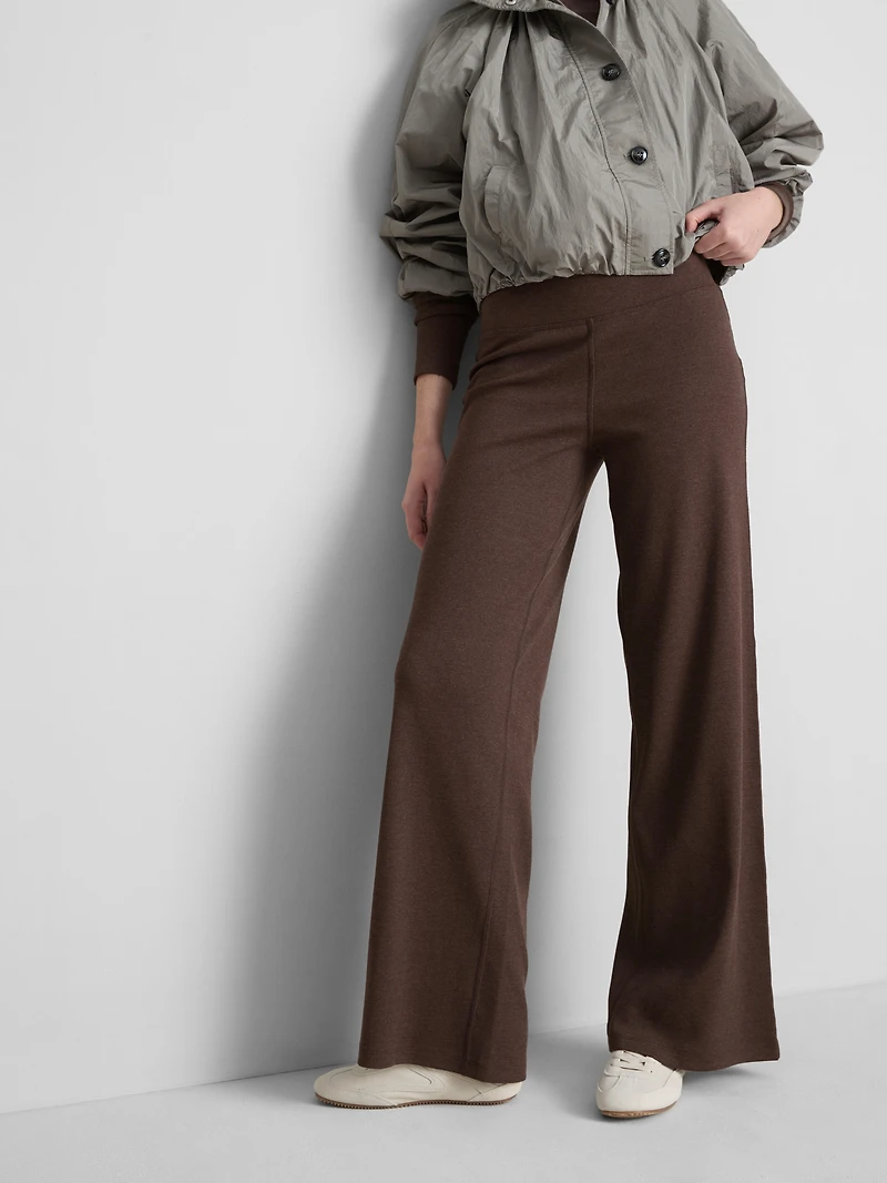 Cotton-Rich Ribbed Wide-Leg Pants