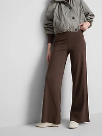 Cotton-Rich Ribbed Wide-Leg Pants