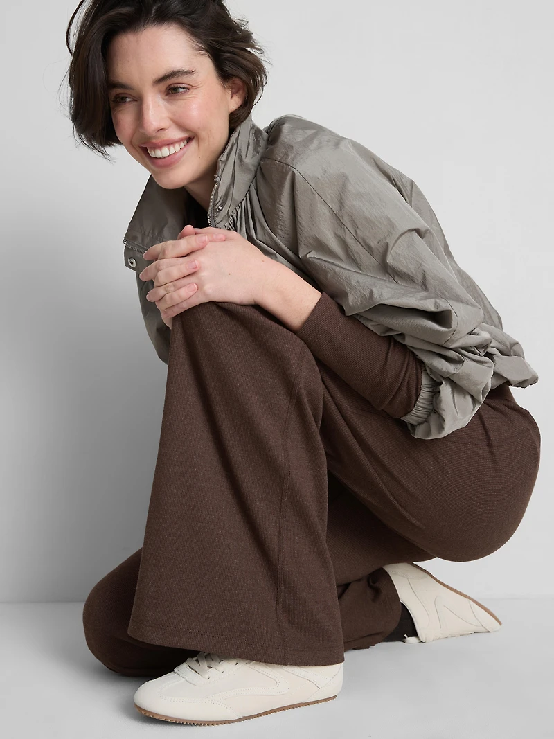 Cotton-Rich Ribbed Wide-Leg Pants