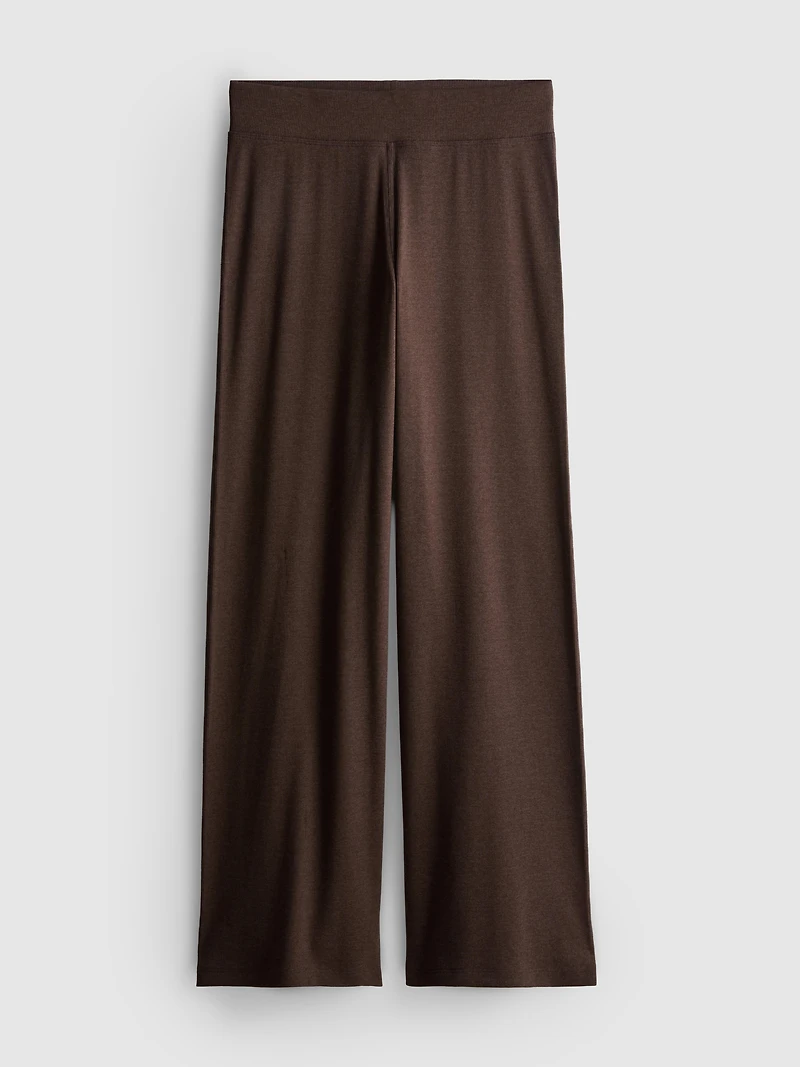 Cotton-Rich Ribbed Wide-Leg Pants