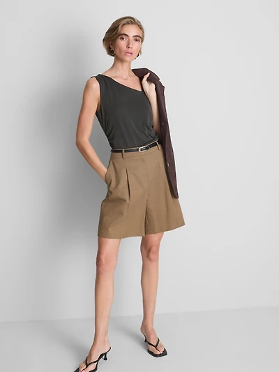 Ruched-Side Asymmetrical Tank Top