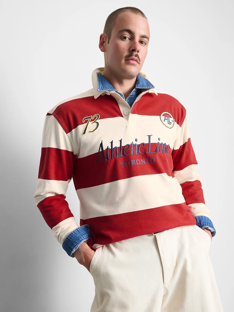 Cotton Blend Striped Rugby Shirt