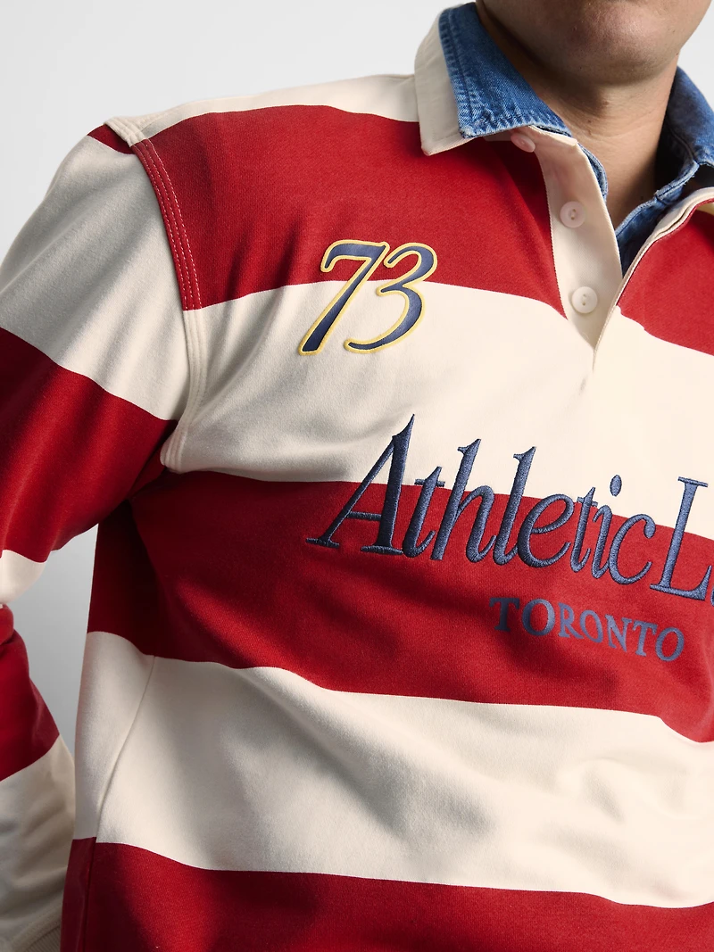 Cotton Blend Striped Rugby Shirt