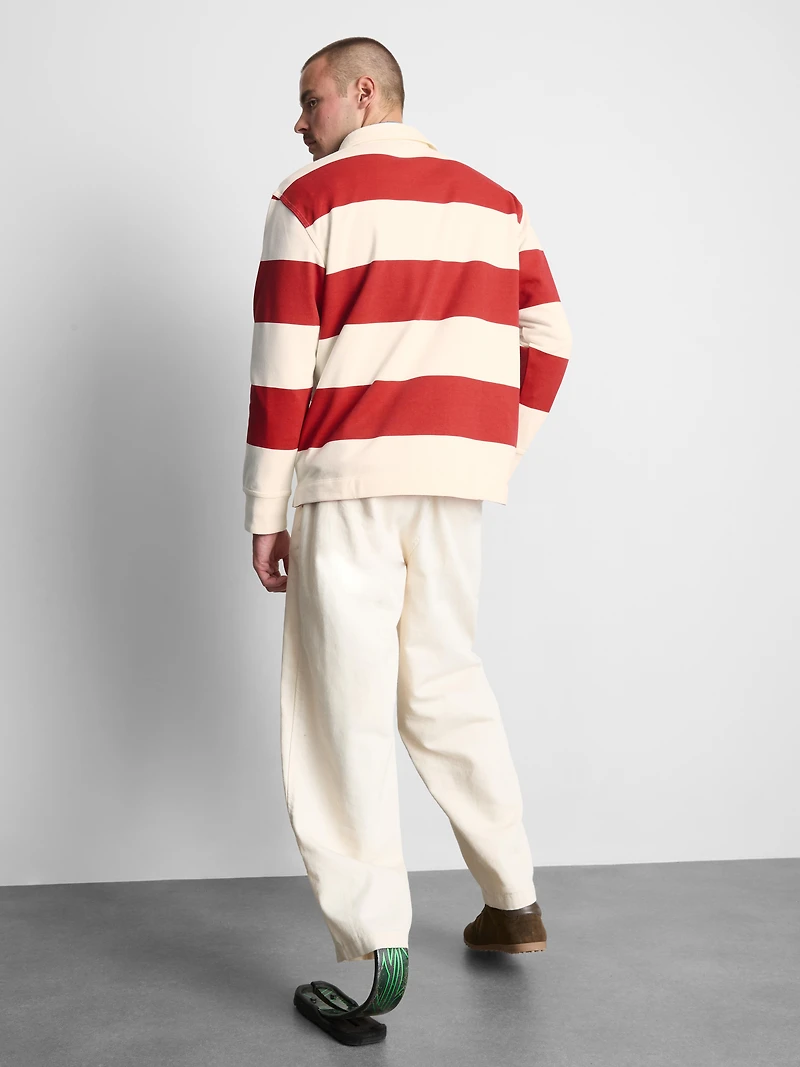 Cotton Blend Striped Rugby Shirt