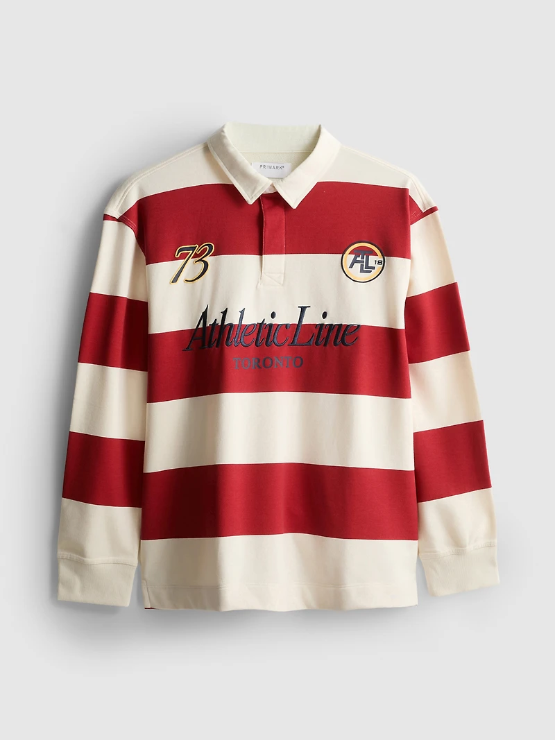 Cotton Blend Striped Rugby Shirt