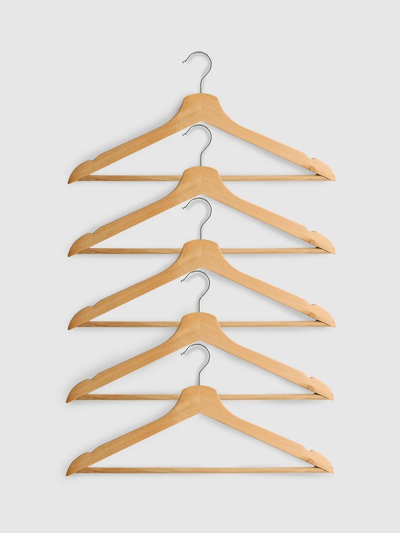 5-Pack Wooden Clothes Hangers