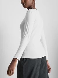 Cotton-Rich Long-Sleeve V-Neck Tee