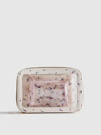 3-Piece Ditsy Floral Faux Leather Washbag Set