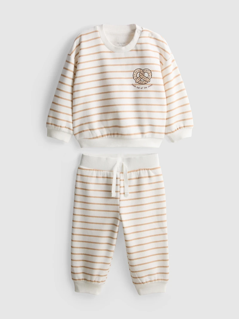 0-18mths | Cotton Rich Pretzel Sweatshirt and Joggers Set