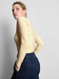Cotton-Rich Stretch Long-Sleeve Crewneck Top